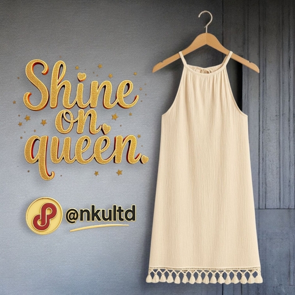 πBoho Chic Cream Halter Tassel Mini Dress | Relaxed Fit Plus Size Summer Dress - Picture 12 of 12